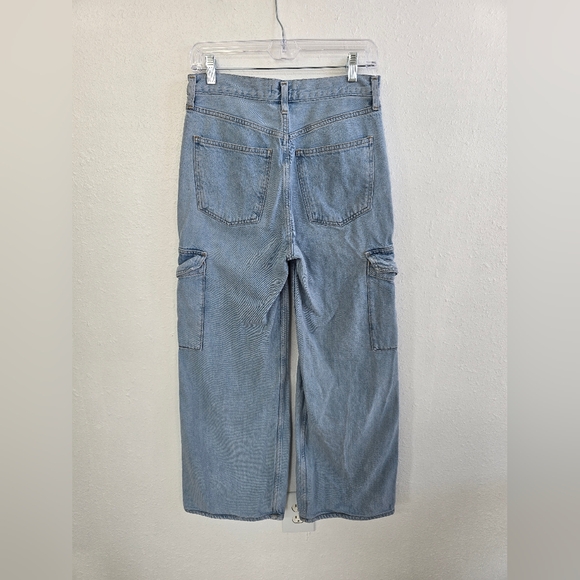 Agolde Minka Light Blue Wide Leg Cargo Jeans Size 27 - Picture 11 of 15